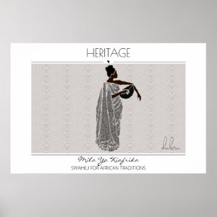 Poster Heritage African Black Woman segurando uma tigela