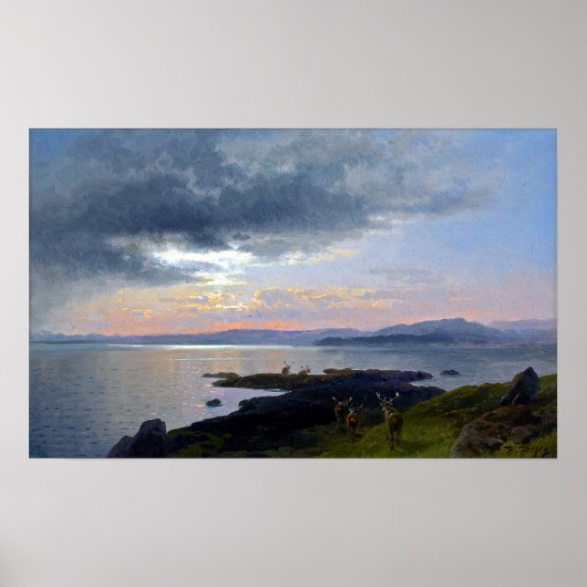 Póster Hermann Herzog Twilight sobre um lago (Frente)