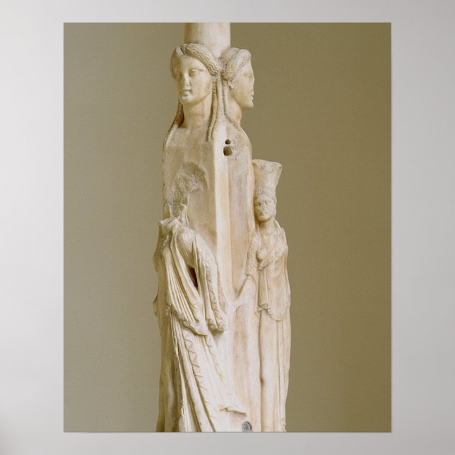 Póster Herme Triforme de Hecate, escultura de mármore, At (Frente)