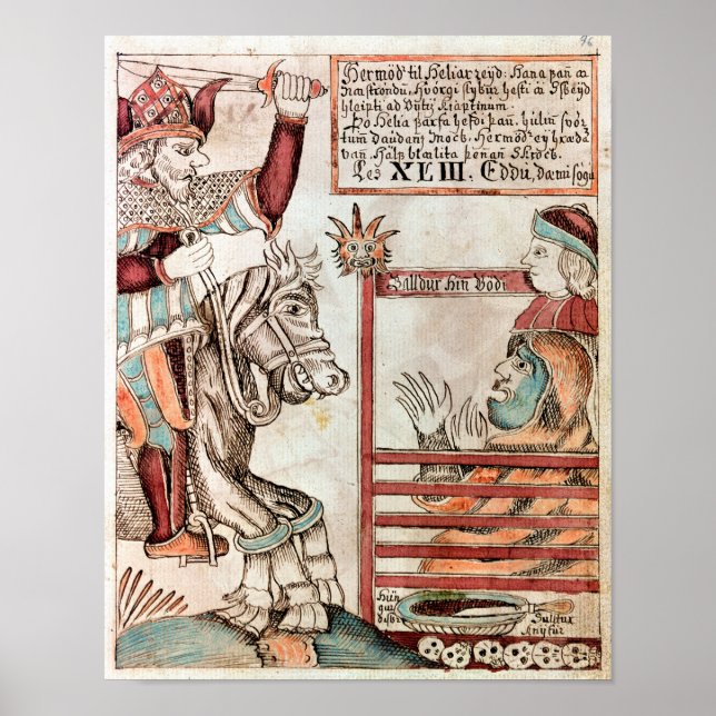 Poster Hermod astride Sleipnir (Frente)