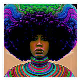 Póster Hero Rainbow Hair Black Melanin Afro Queen Crown