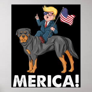 Poster Herói Americano Trump Merica Rottweiler