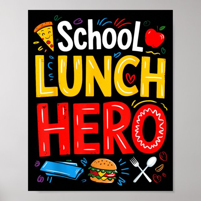 Poster herói do almoço escolar funcionários da cafeteria  (Frente)