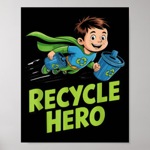 Poster herói do reciclagem crianças dia da terra 