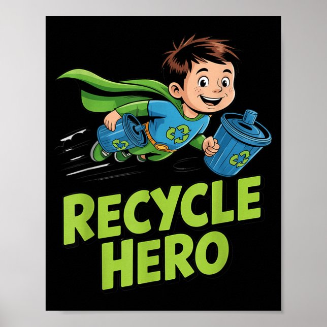 Poster herói do reciclagem crianças dia da terra  (Frente)