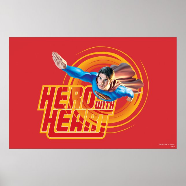 Poster Herói do Super-Homem com Coração (Frente)