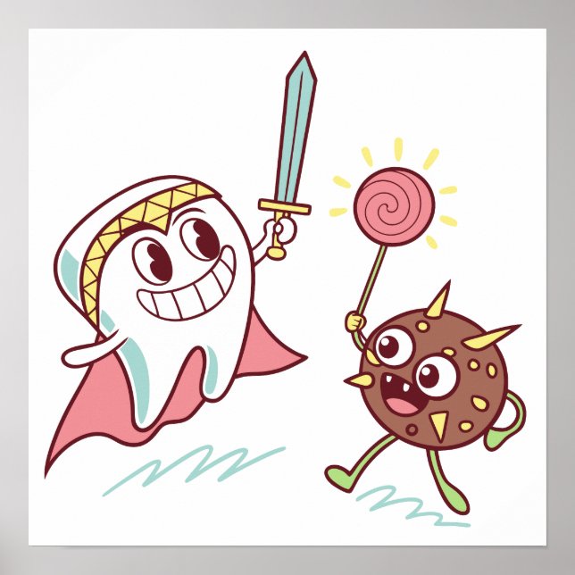 Poster Herói dos Dentes vs Bactérias Monstro Diversão Car (Frente)