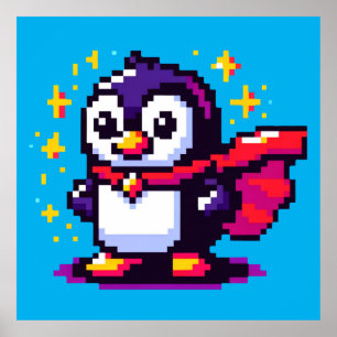 Poster Herói Pixel Penguin: Retroaventura