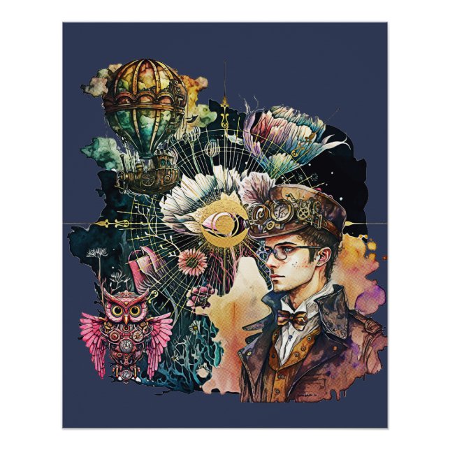 Póster Herói Steampunk - Uma Colagem (Frente)