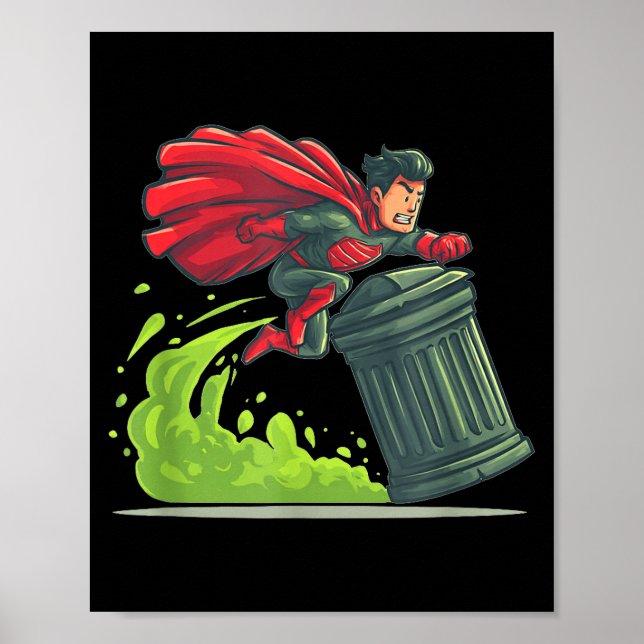 Poster Herói Voador Com Fantasia de Lixeira Para Levar Fo (Frente)