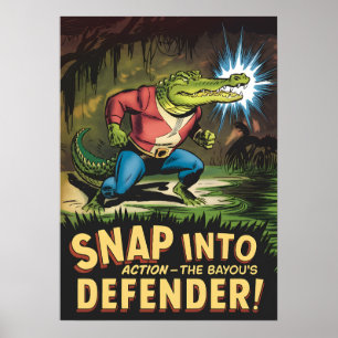 Poster Heroico Alligator Estilo de Bicho Bayou Defender