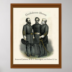 Póster Heróis da Guerra Civil Stonewall Beauregard Lee