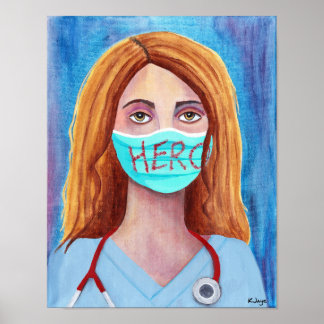 Poster Heróis da Saúde - Enfermeiros, Médicos e Mais