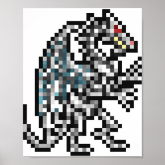 Poster Heróis do Dragão Mágico e Leitura Retro Pixel DOS