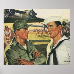 Poster Heróis Patrióticos Antigos, Homens Militares Unifo