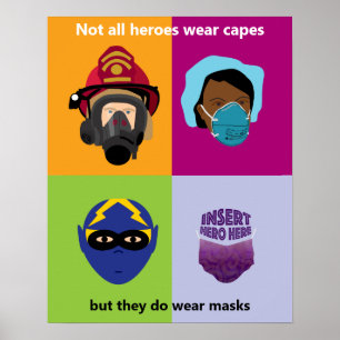 Poster Heróis Vestem Máscaras Inserem Heróis Aqui