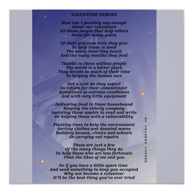 Póster Heróis voluntários Poster brilhante (Frente)