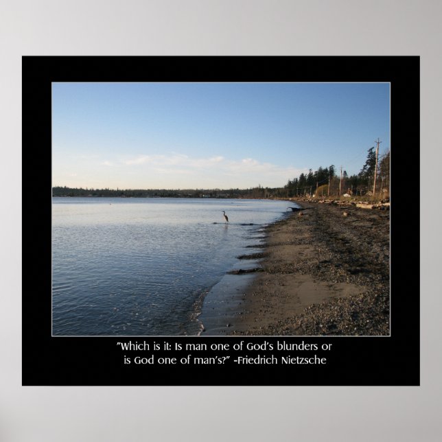 Póster Heron com citação Nietzsche (Frente)