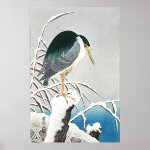 Poster Heron em neve - Ohara Koson - Arte ventiço