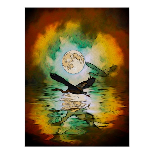 Póster Heron Moon Fantasy Art (Frente)