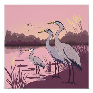 Póster Herons by the Lake
