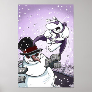 Póster Heropotamus contra o boneco de neve
