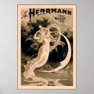 Póster Herrmann o mágico 1898 do vintage do ~ do ~ do Co