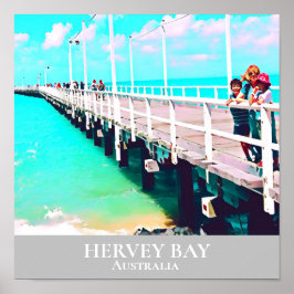 Poster Hervey Bay Queensland viagens vintage marítima da