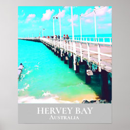 Poster Hervey Bay Queensland viagens vintage marítima da