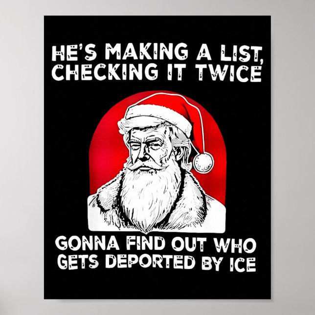 Poster He's Making A List Checking It Twice Gonna Find Ch (Frente)