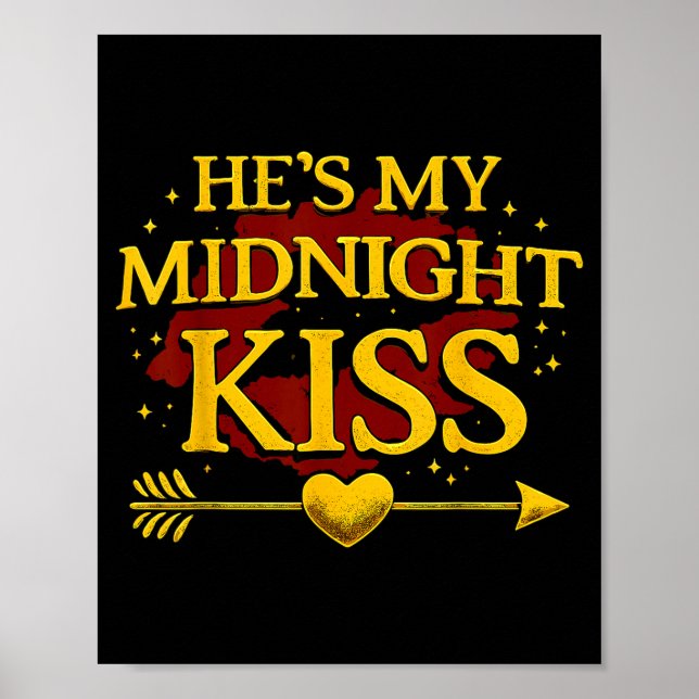 Poster He's My Midnight Kiss Matching Couples Valentine’s (Frente)