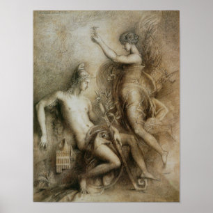 Póster Hesiod e musa por Gustave Moreau
