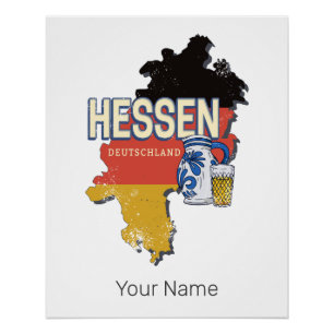 Póster Hesse Alemanha Retrorestadual Mapa Vintage Jug Sou
