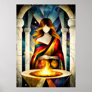 Poster Hestia - Lenda Cubista Minimalista - Deusa do Lar