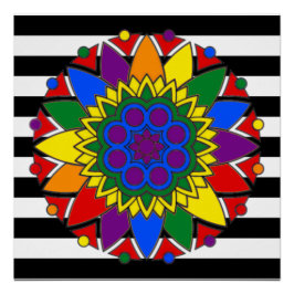 Póster Hetero Ally Flag Colors LGBT Supporter Mandala