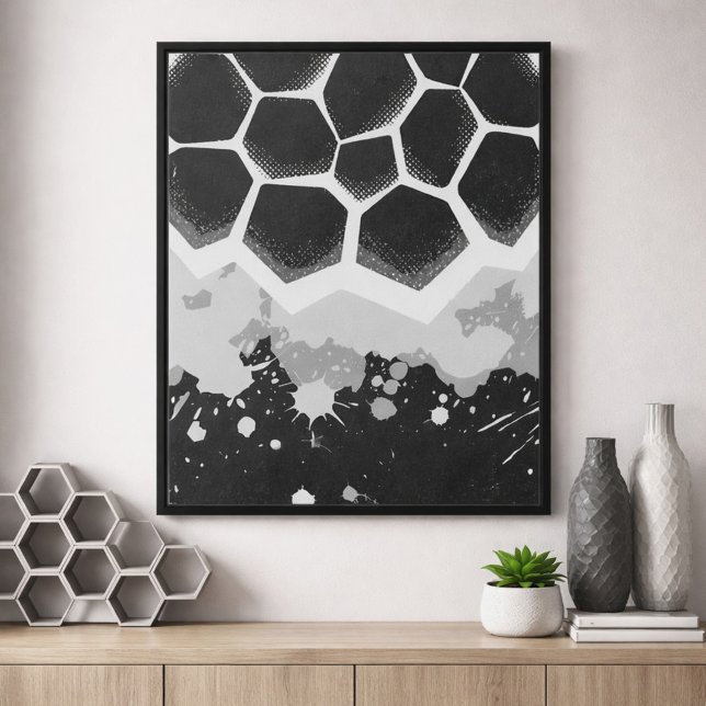 Poster Hexagonal Pattern with Gray Paint Splashes (Criador carregado)