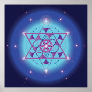 Póster Hexagram, azul ultravioleta da geometria sagrado