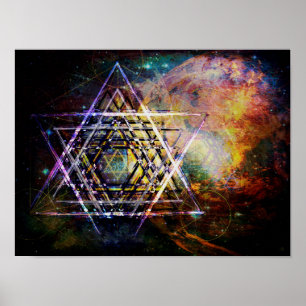 Póster Hexagram sagrado do símbolo da geometria do