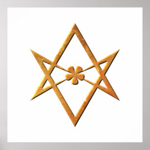 Poster Hexagram Unicursal dourado - símbolo thelemic