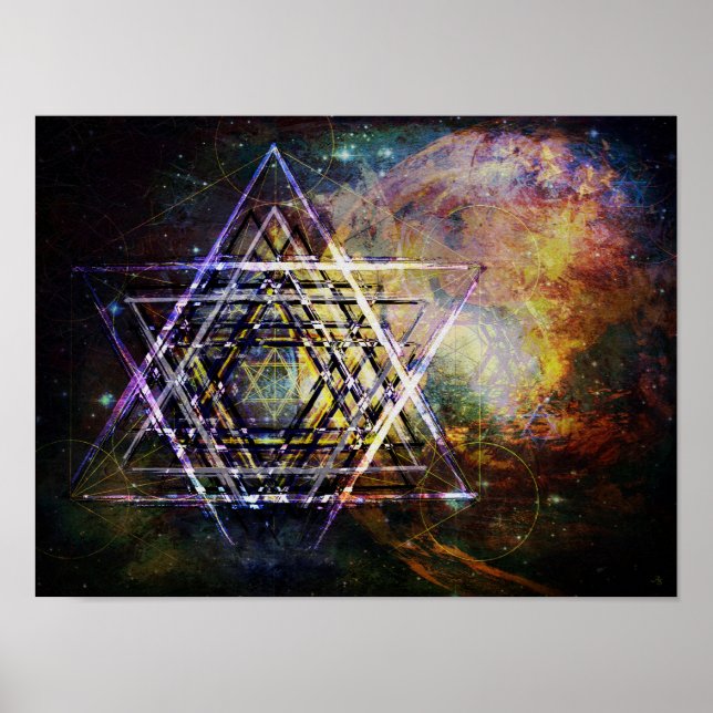 Póster Hexagrama símbolo de geometria sagrada hexagrama (Frente)