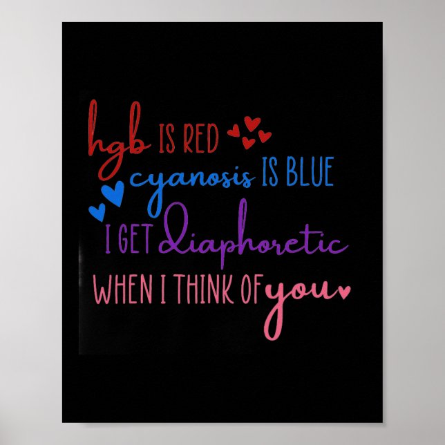 Poster Hgb É Vermelho Cianose É Azul Fique Diaphorético E (Frente)