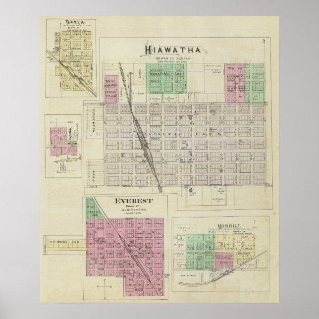 Poster Hiawatha, Everest, Morrill e Baker, Kansas (Frente)