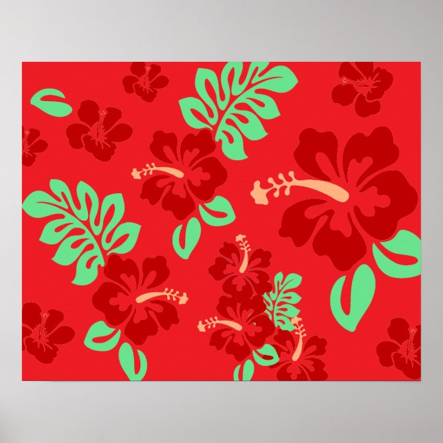 Poster Hibicus Flowers Red Tropical (Frente)