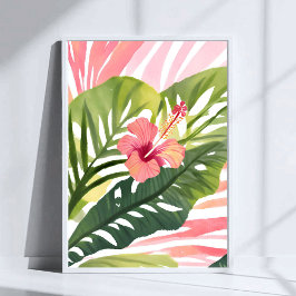 Poster Hibiscus Beleza | Flor Tropical Aquarela