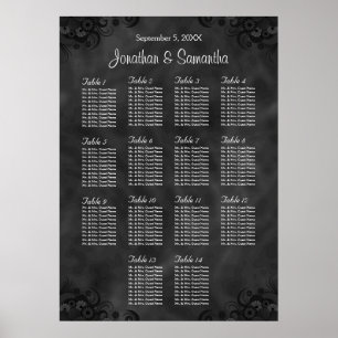 Poster Hibiscus Black 14 Gráficos de Casamento de Mesas