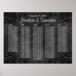 Póster Hibiscus Black Floral Mesa Seating Charts
