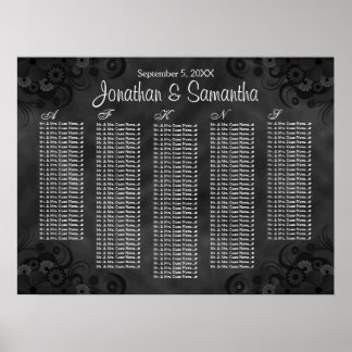 Póster Hibiscus Black Floral Mesa Seating Charts