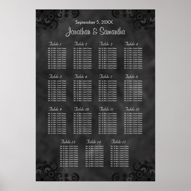 Poster Hibiscus Black Wedding 15 Gráfico de Assentos de M (Frente)