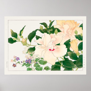 Poster Hibiscus & Bush Violet, Konan, Vintage Nature Art