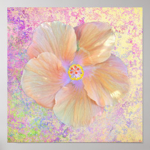 Poster Hibiscus, flor tropical, iridescente, parece ouro